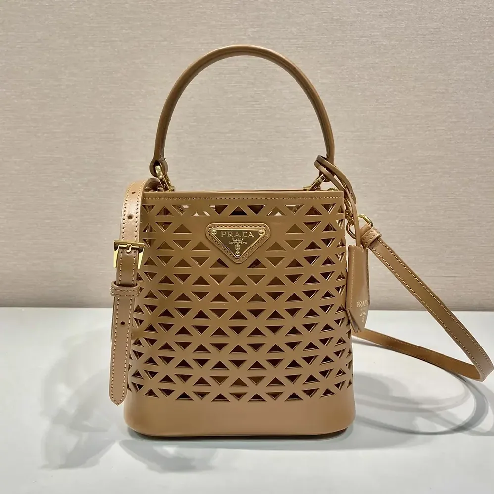 Prada Panier Leather Mini-bag with Cut-out Motif for Women in Brown Prada Panier Leather Mini-bag with Cut-out Motif for Women in Brown