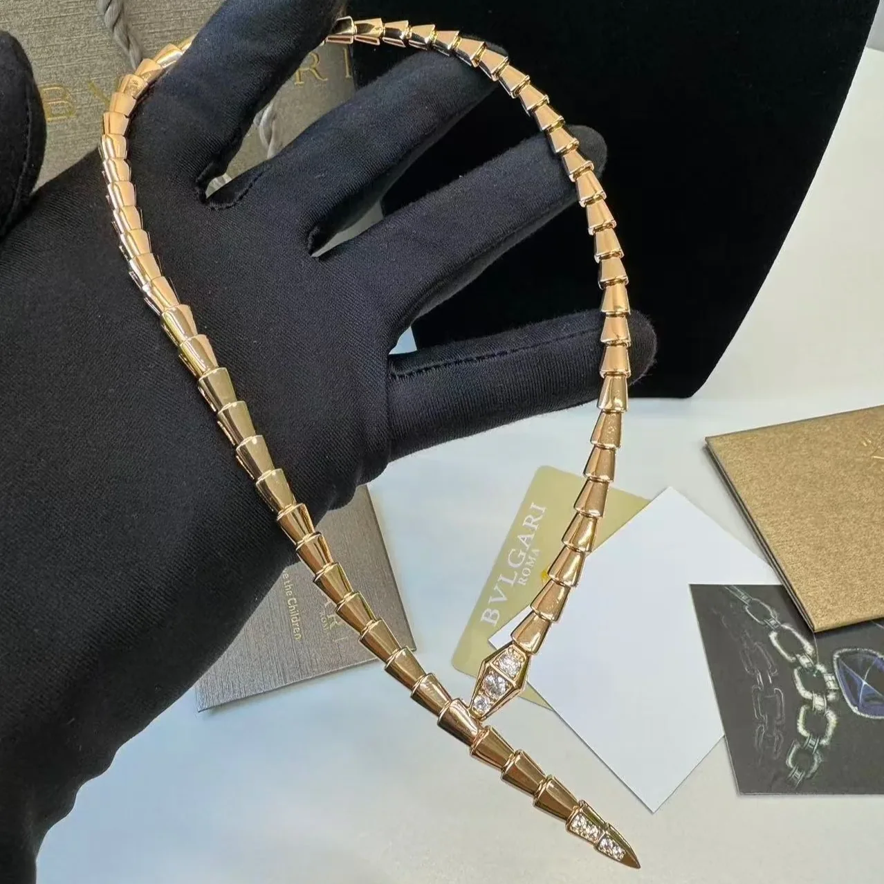 Bvlgari Serpenti Viper Necklace Rose Gold