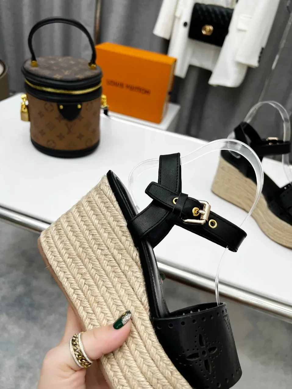 Louis Vuitton Starboard Wedge Sandal Black for Women