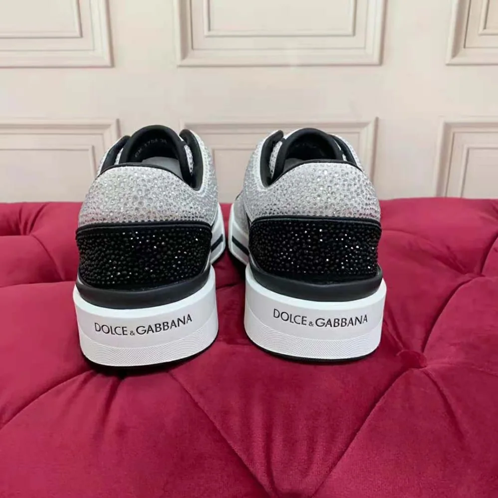 Dolce Gabbana D&G Calfskin New Roma Sneakers with Fusible Rhinestones for Unisex Dolce Gabbana D&G Calfskin New Roma Sneakers with Fusible Rhinestones for Unisex