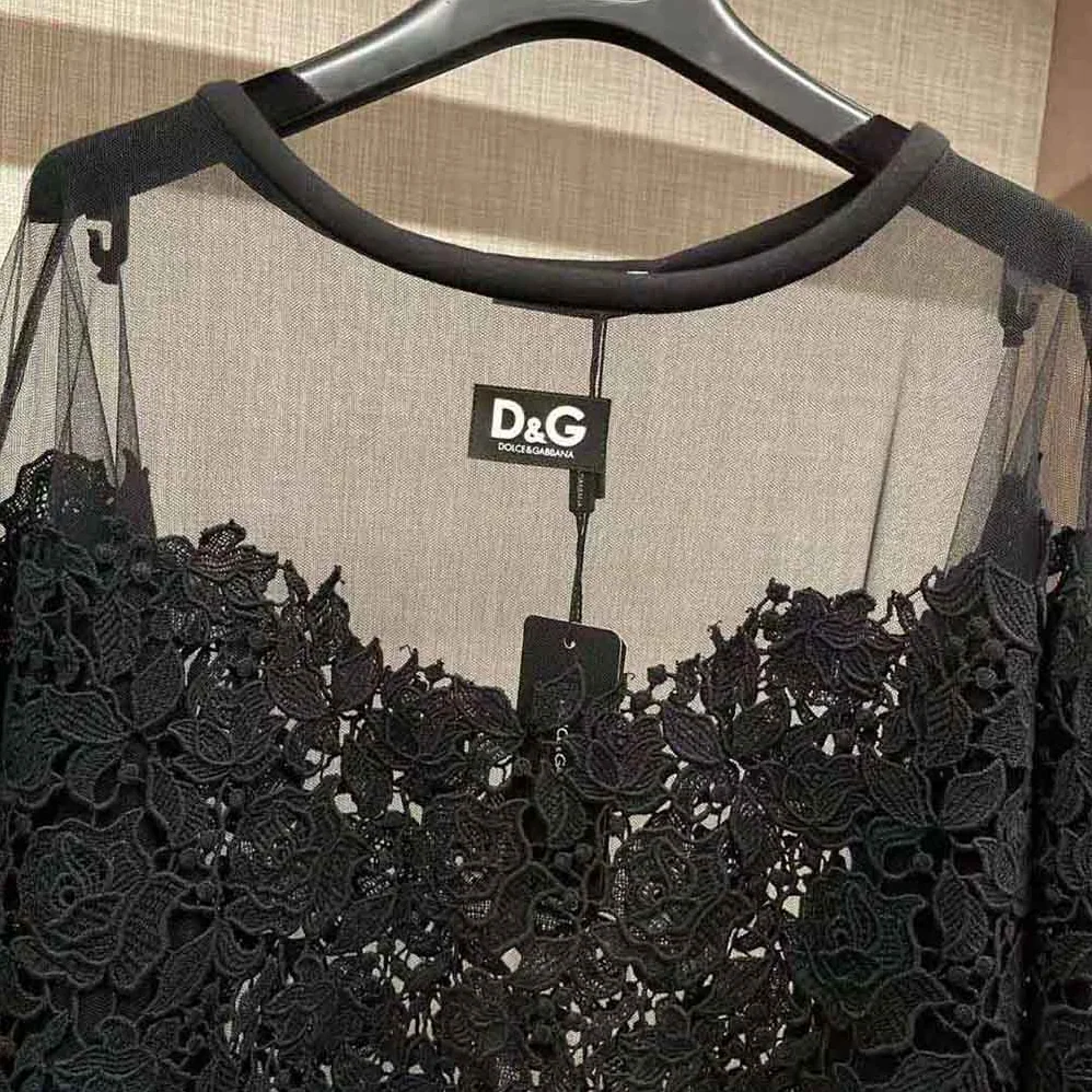 Dolce Gabbana D&G Jersey Sweatshirt with Tulle and Macrame Details for Women Dolce Gabbana D&G Jersey Sweatshirt with Tulle and Macrame Details for Women