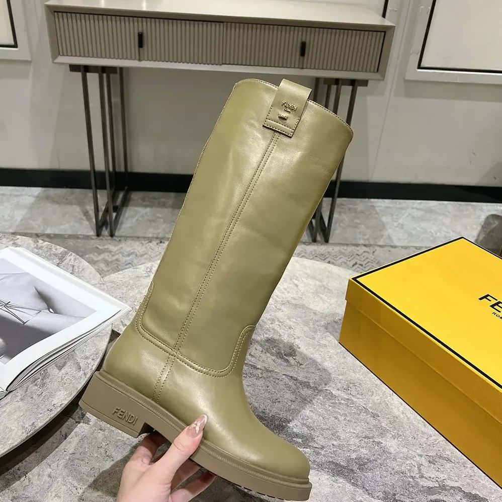 Fendi Fendi Filo Green Leather Boots for Women Fendi Fendi Filo Green Leather Boots for Women