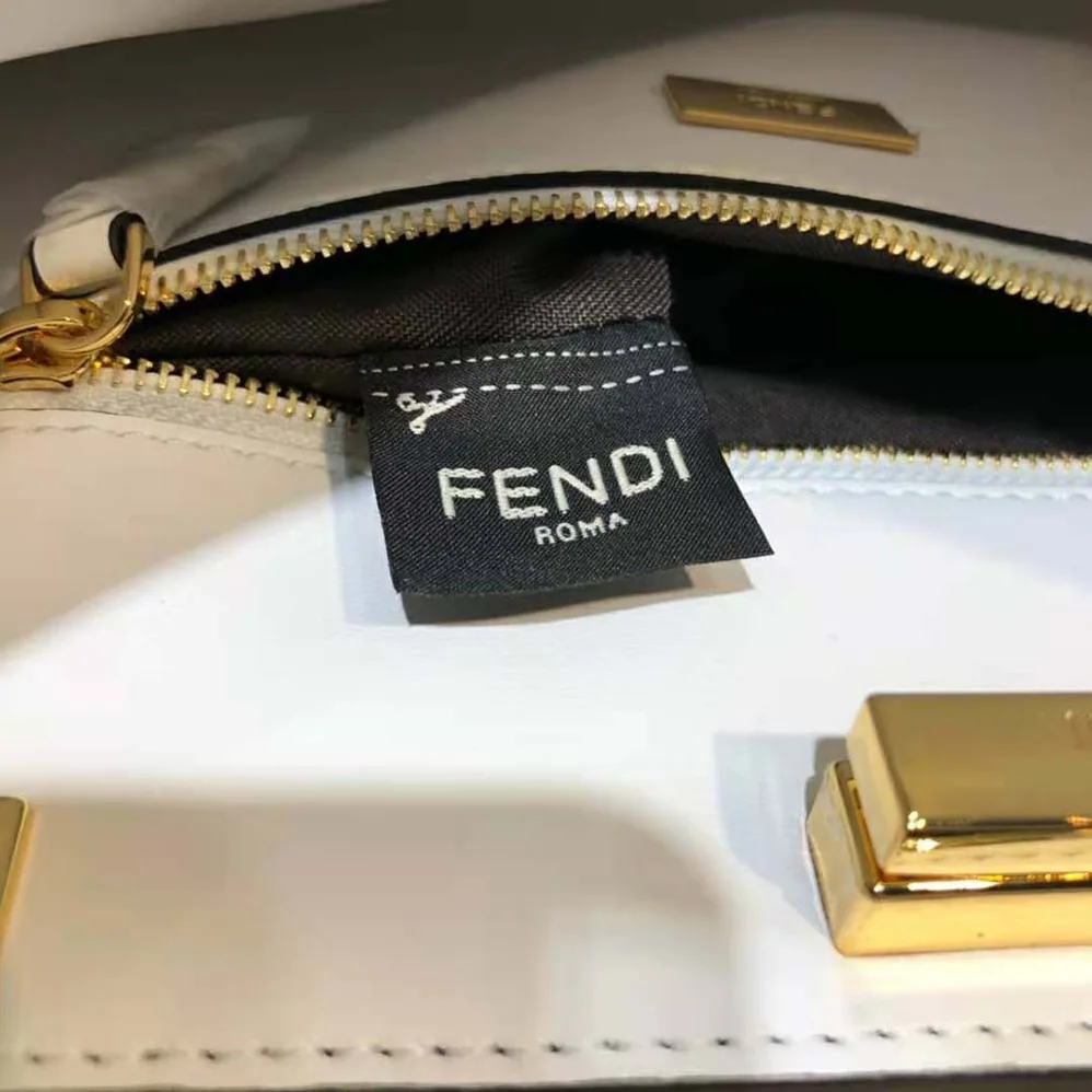 Fendi Peekaboo Iconic Essentially Check Interlace Bag for Women in Blue