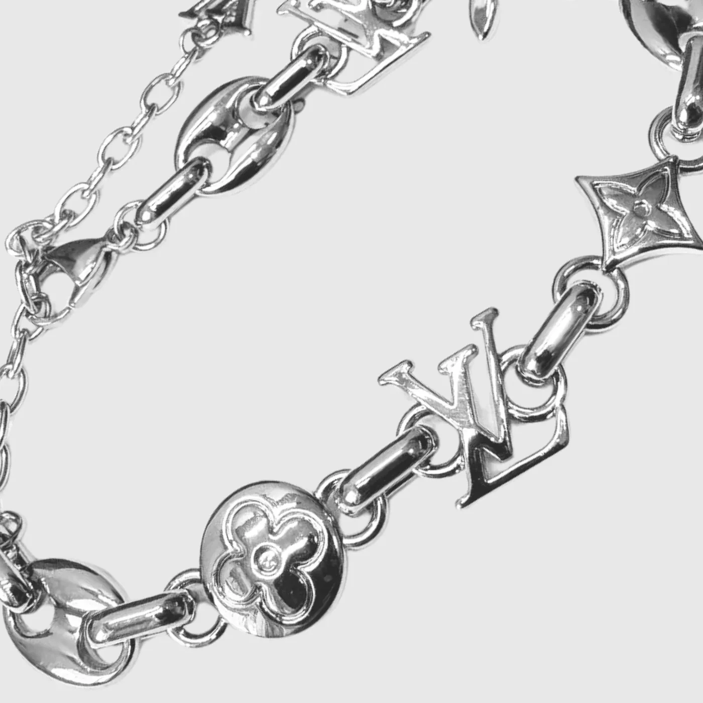 Louis Vuitton Mix Chains Bracelet Silver in Toned