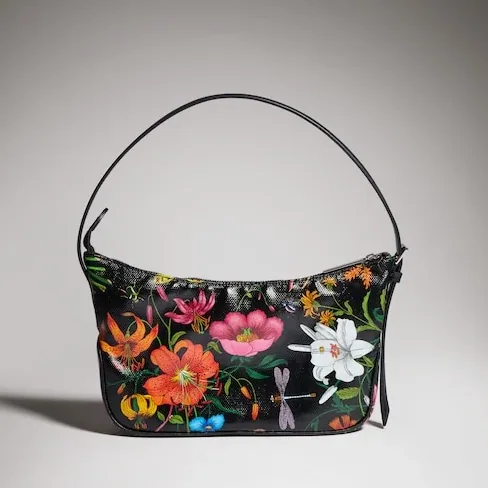 Gucci Lady Lunetta Small Shoulder Bag / Black/ Multicolor Gucci Flora Coated Canvas Palladium Hardware