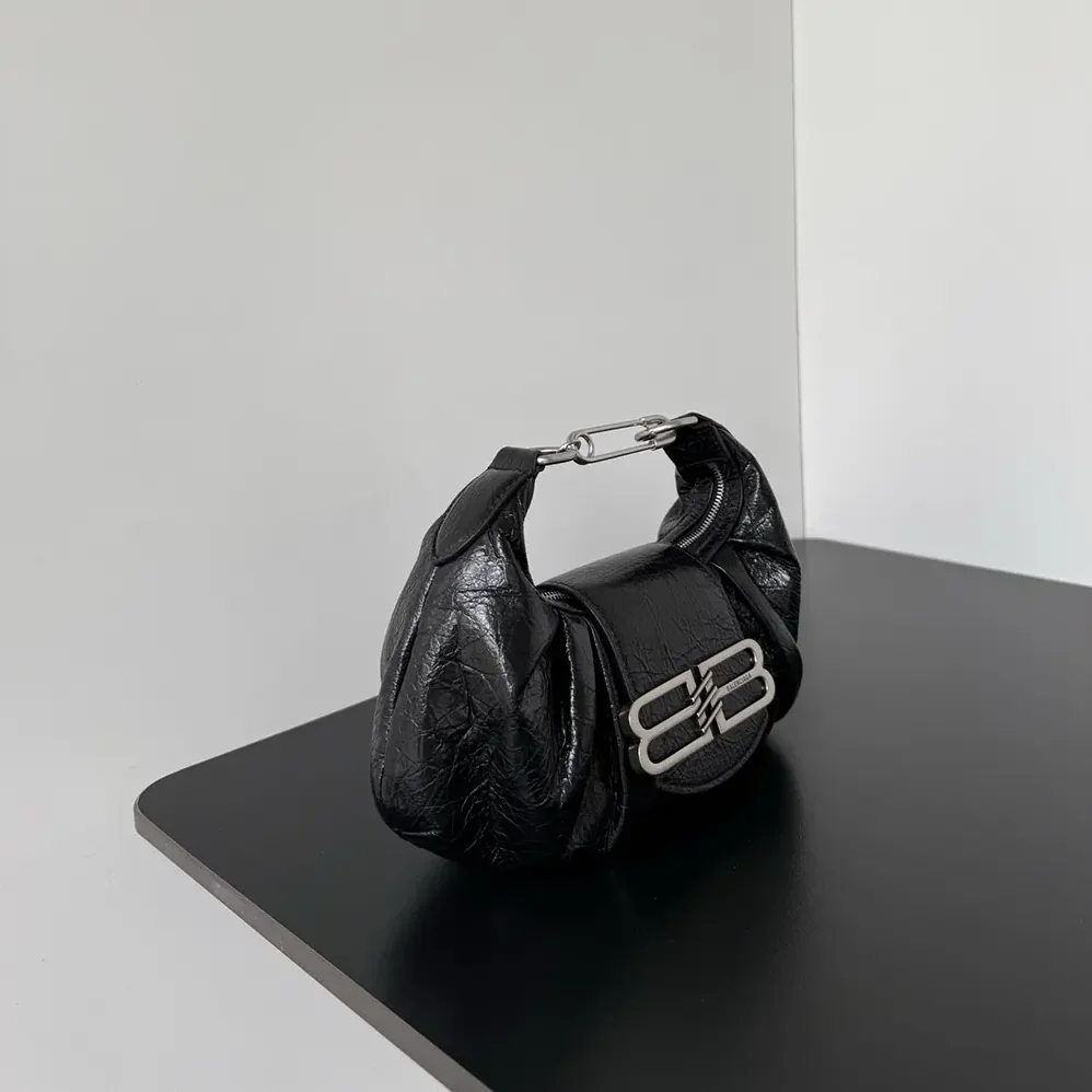 Balenciaga Pamela Shoulder Bag Small in Black Arena Lambskin for Women