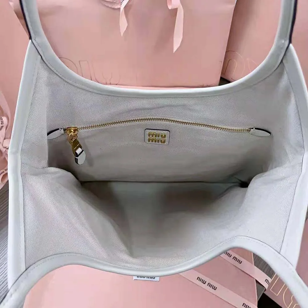Miu Miu IVY Leather Bag with Leather Lettering Logo for Women in White
