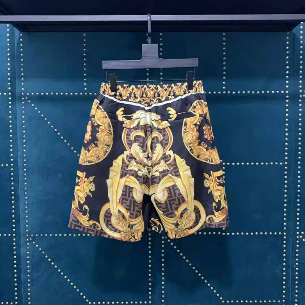 Fendi Bermudas Fendace Multicolor Silk Pants for Men in Black