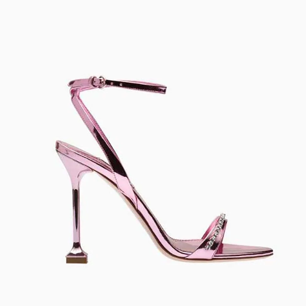 Miu Miu Metallic Leather Sandals for Women in Pink