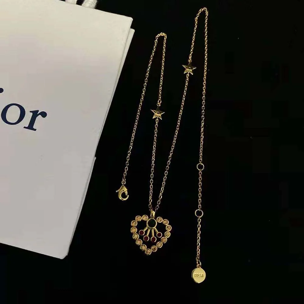 Dior in Heart Lights Necklace Gold-Finish Metal and Multicolor Crystals for Women