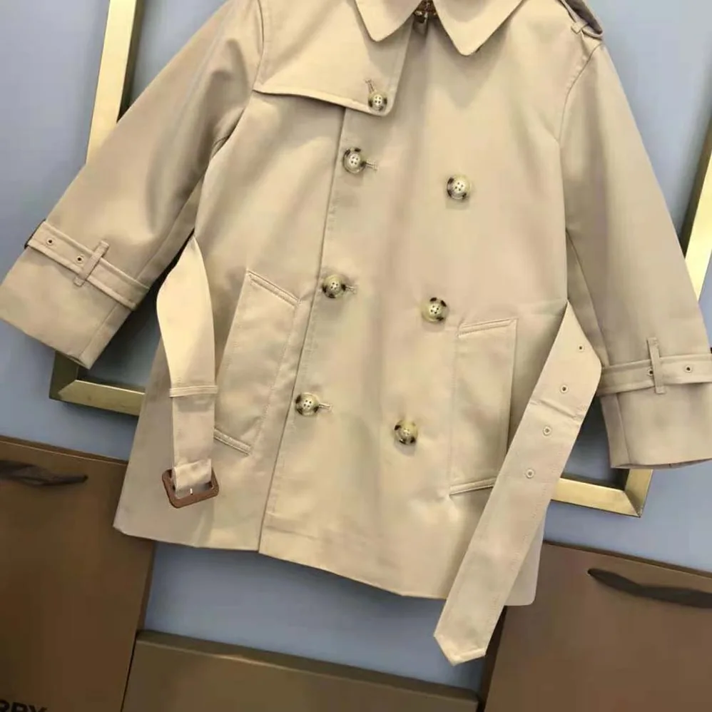 Burberry Kids' Cotton Gabardine Trench Coat in Beige