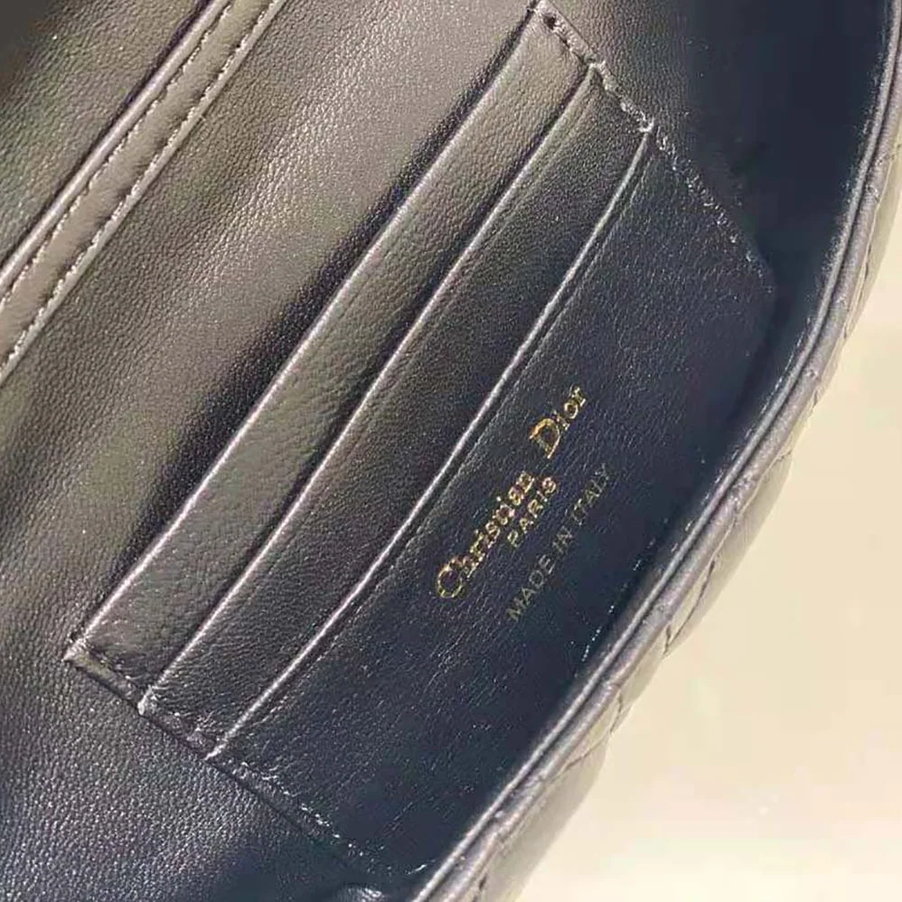 Dior Lady Dior Phone Pouch Black Cannage Lambskin for Women