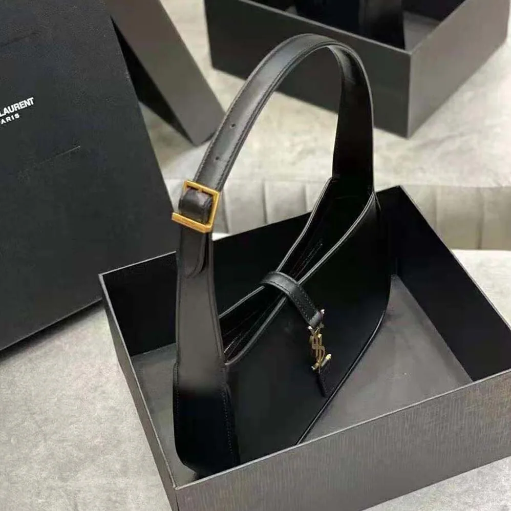 Saint Laurent YSL LE 5 A 7 Hobo Bag in Smooth Leather for Women in Black Saint Laurent YSL LE 5 A 7 Hobo Bag in Smooth Leather for Women in Black