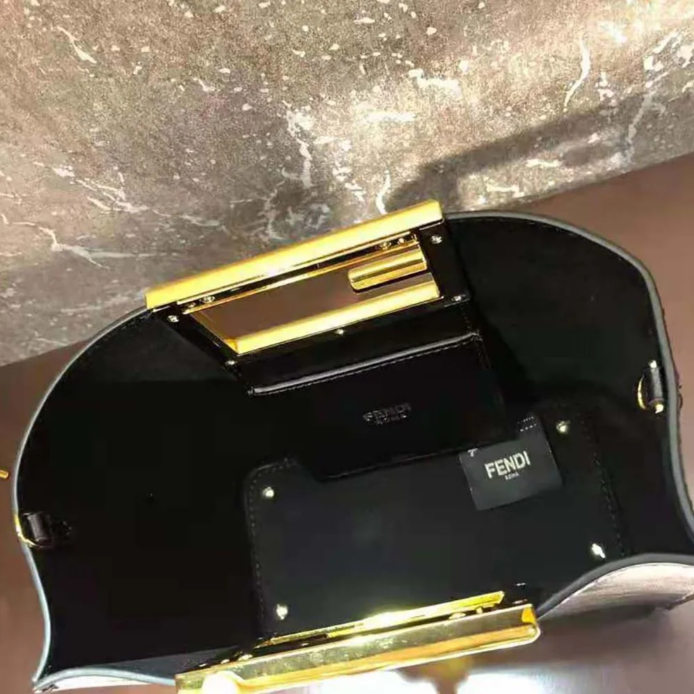 Fendi Way Small Made of Camellia-Colored Leather Bag for Women in Black Fendi Way Small Made of Camellia-Colored Leather Bag for Women in Black