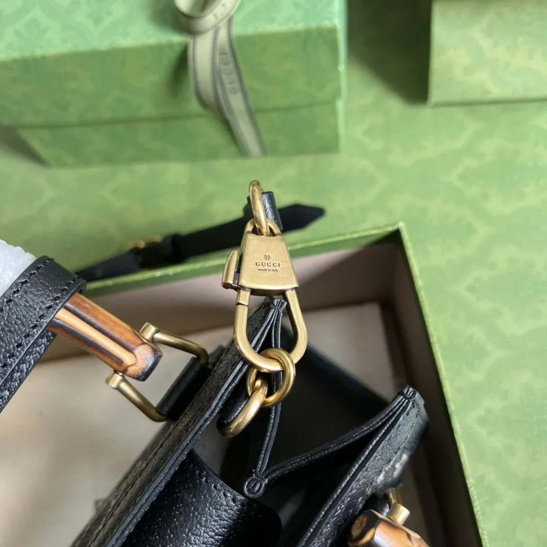 Gucci Diana Jumbo GG Mini Tote Bag Handbag Canvas Lining Black / Gucci Diana Jumbo GG Mini Tote Bag Handbag Canvas Lining Black /