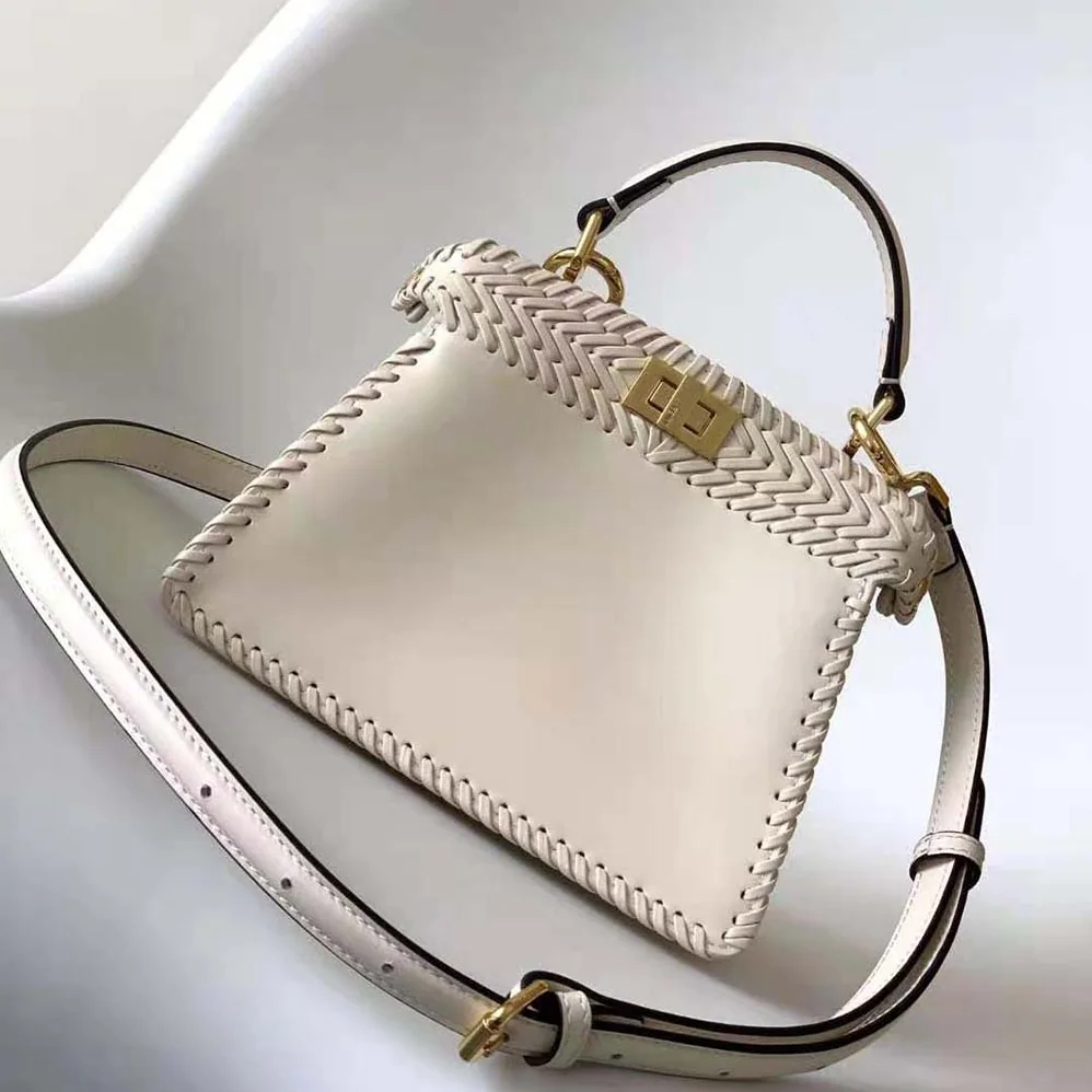Fendi Peekaboo ISeeU Petite White Padded Calfskin Leather Bag for Women Fendi Peekaboo ISeeU Petite White Padded Calfskin Leather Bag for Women