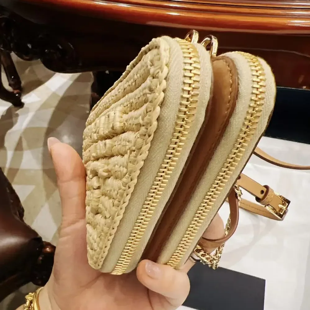 Prada Crochet Eather Mini Pouch Bag for Women in Natural