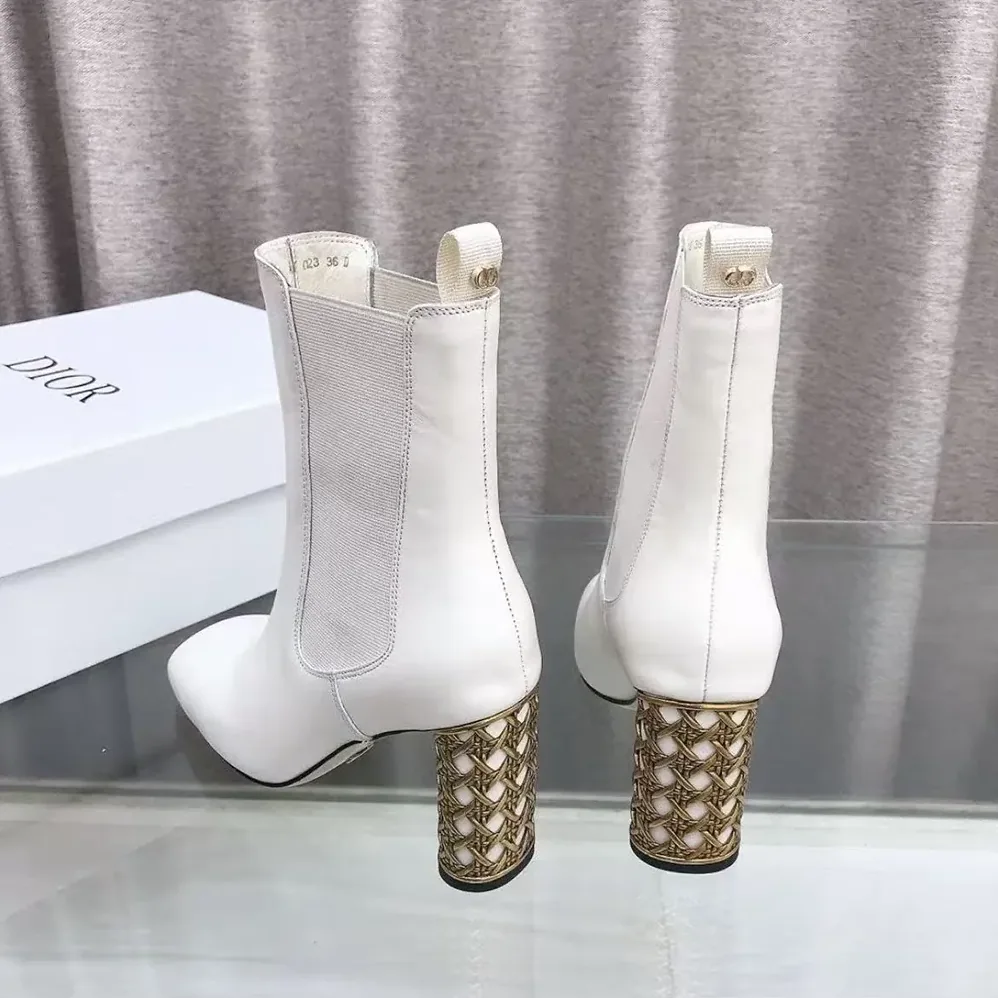 Dior Icon Heeled Ankle Boot White Calfskin for Women Dior Icon Heeled Ankle Boot White Calfskin for Women