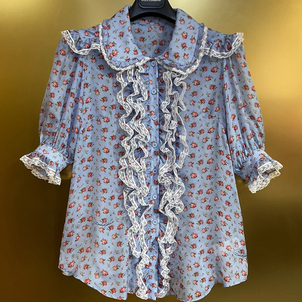 Dolce Gabbana D&G Small Rose for Women in Print Chiffon Shirt