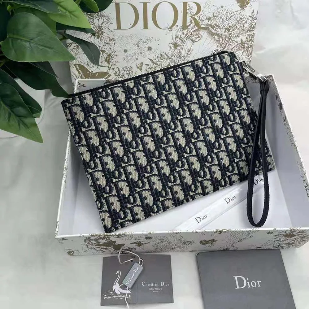 Dior A5 Pouch Beige and Black Dior Oblique Jacquard for Men