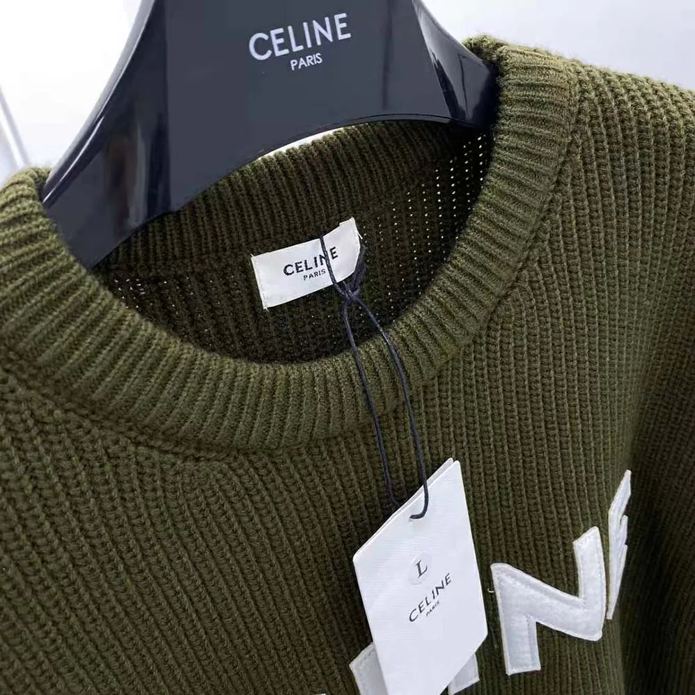 Celine Oversized Celine Sweater in Wool for Women in Green