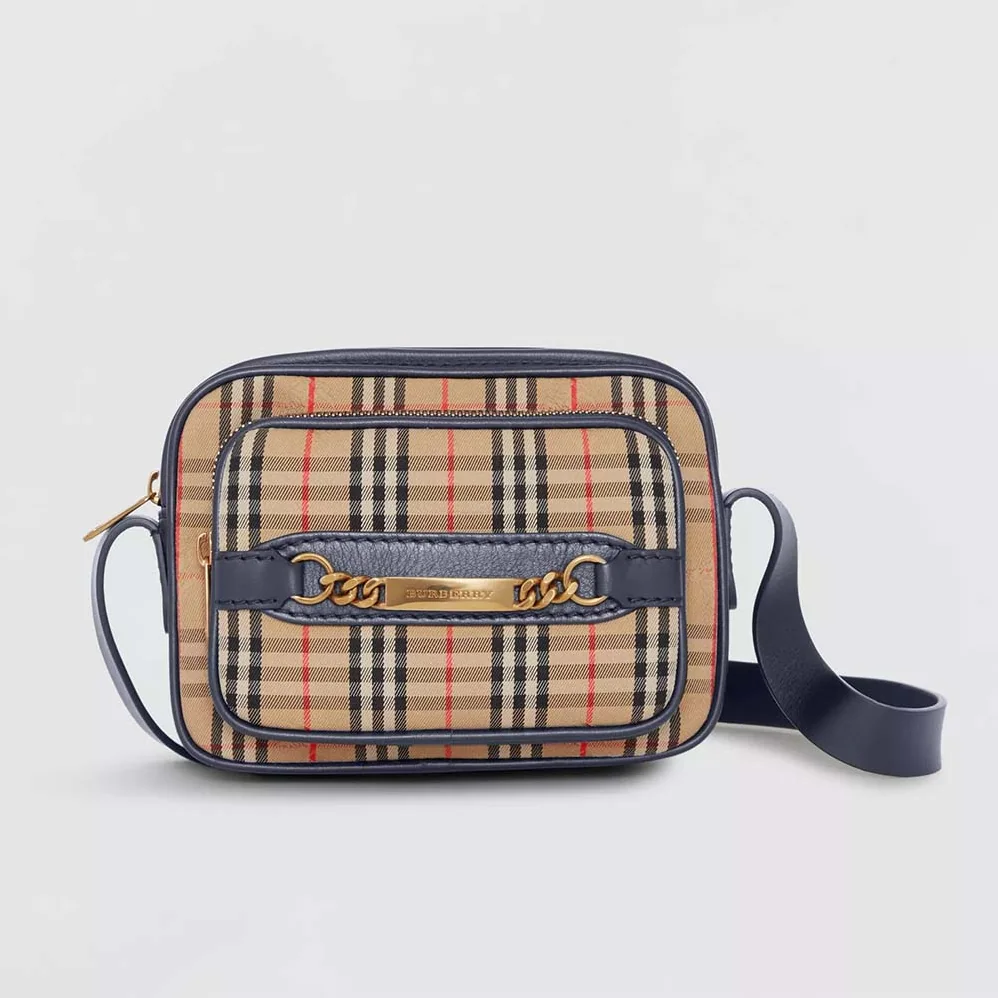 Burberry The 1983 Check Link Camera Bag for Men in Blue Burberry The 1983 Check Link Camera Bag for Men in Blue