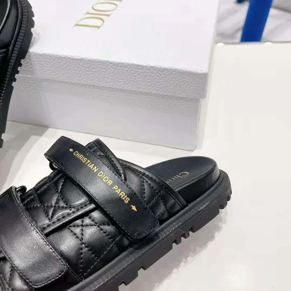 Dior Dio(r)evolution Slide Black Quilted Cannage Calfskin for Women