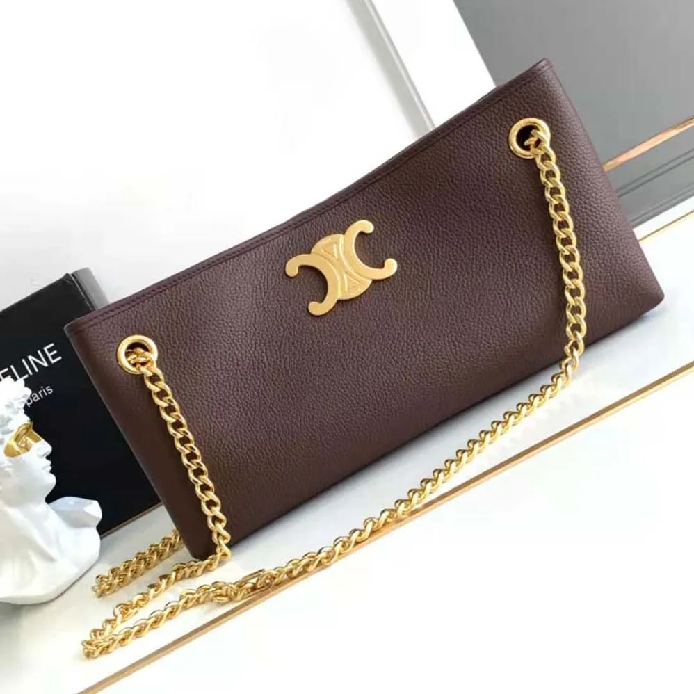 Celine Medium Newspaper Bag in Supple Calfskin for Women in Maroon