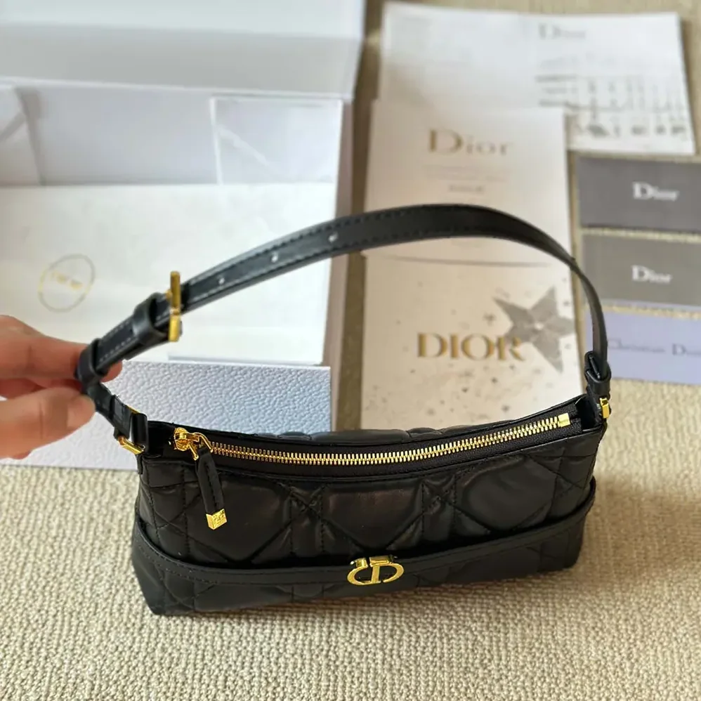 Dior Miss Caro Cigale Mini Bag Black Macrocannage Lambskin for Women