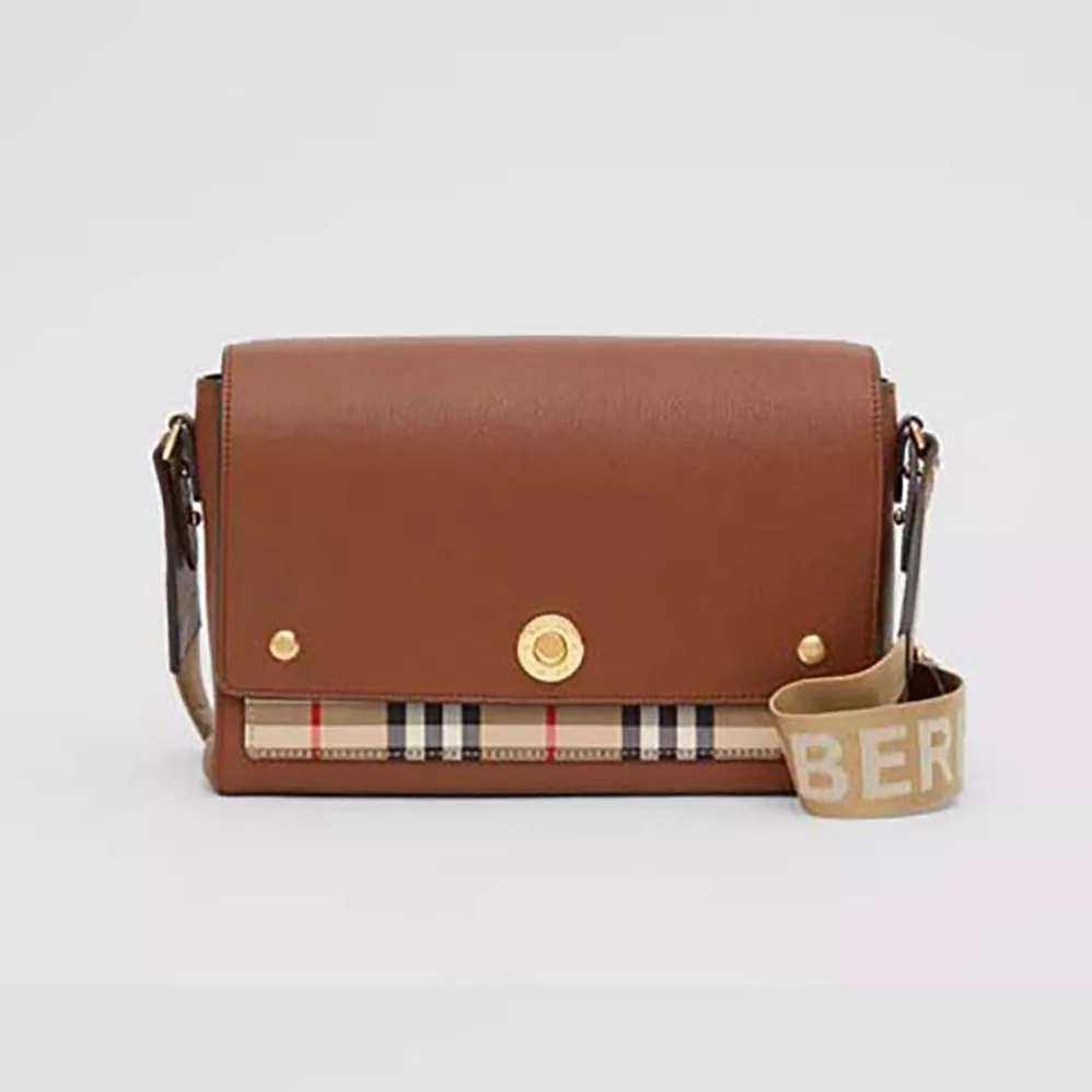 Burberry Vintage Check and Leather Note Crossbody Bag for Women in Brown Burberry Vintage Check and Leather Note Crossbody Bag for Women in Brown