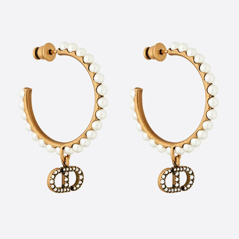 Dior 30 Montaigne Earrings Antique Gold for Women in Finish Metal