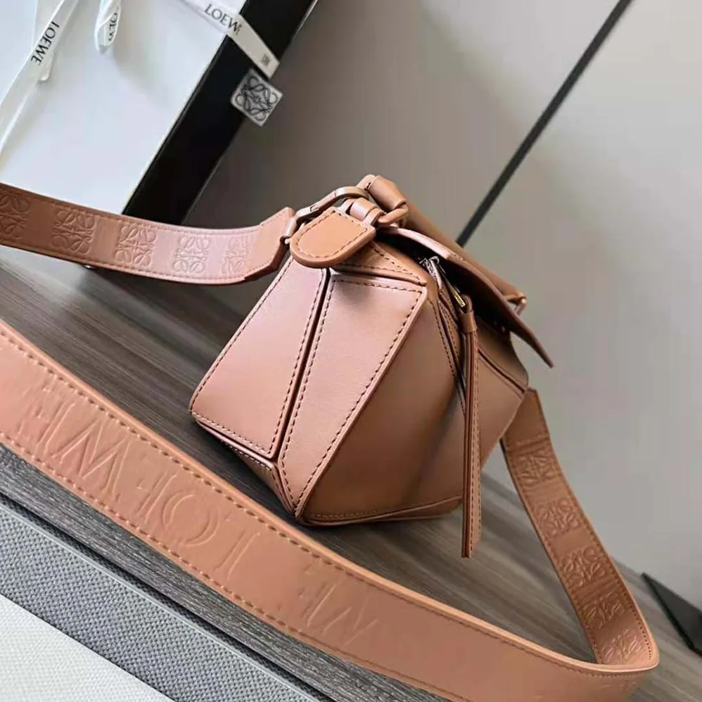Loewe Mini Puzzle Bag in Satin Calfskin for Women in Brown Loewe Mini Puzzle Bag in Satin Calfskin for Women in Brown