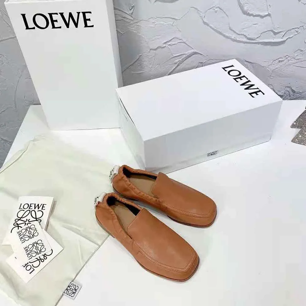 Loewe Elasticated Loafer in Calf for Women in Brown Loewe Elasticated Loafer in Calf for Women in Brown