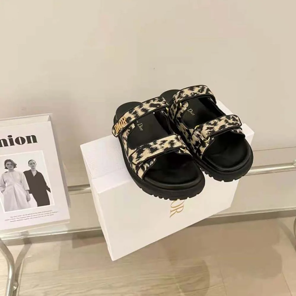 Dior DiorAct Slide Beige Multicolor Mizza Printed Technical Fabric for Women