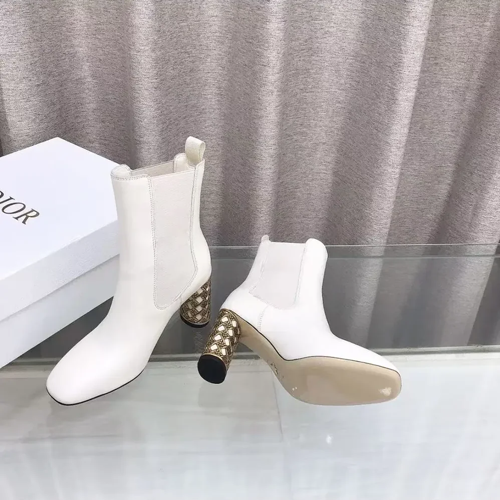 Dior Icon Heeled Ankle Boot White Calfskin for Women Dior Icon Heeled Ankle Boot White Calfskin for Women