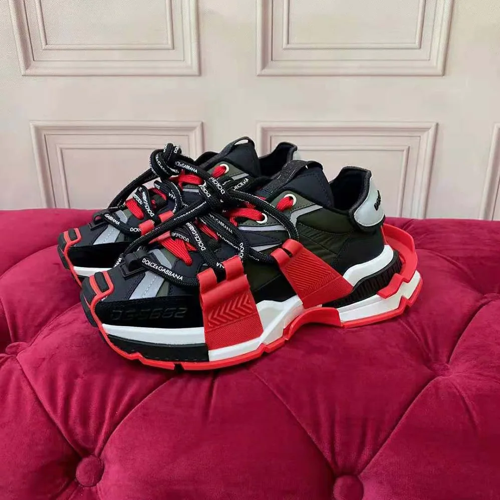 Dolce Gabbana D&G Mixed-Material Space Sneakers for Men in Maroon