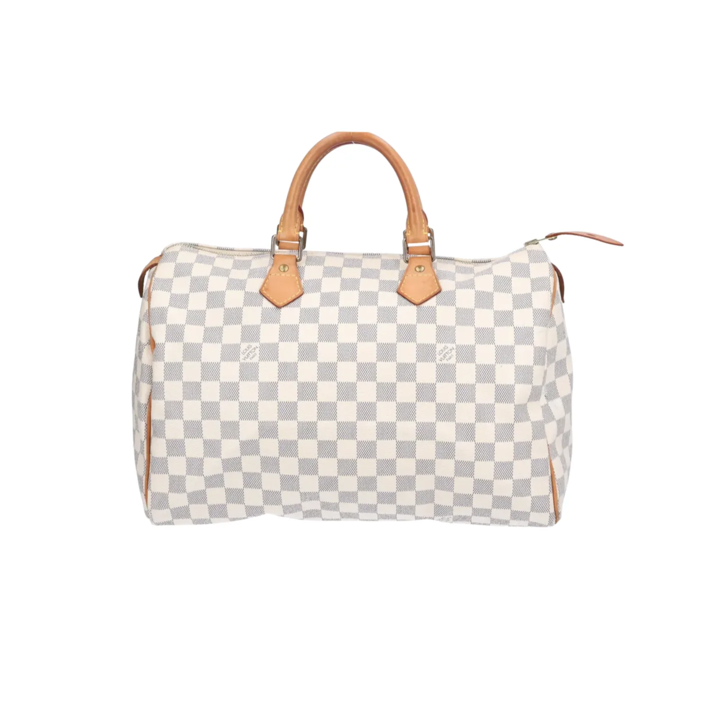 Louis Vuitton Speedy 35 Top Handle Bag / White Damier Azur Canvas Gold Hardware