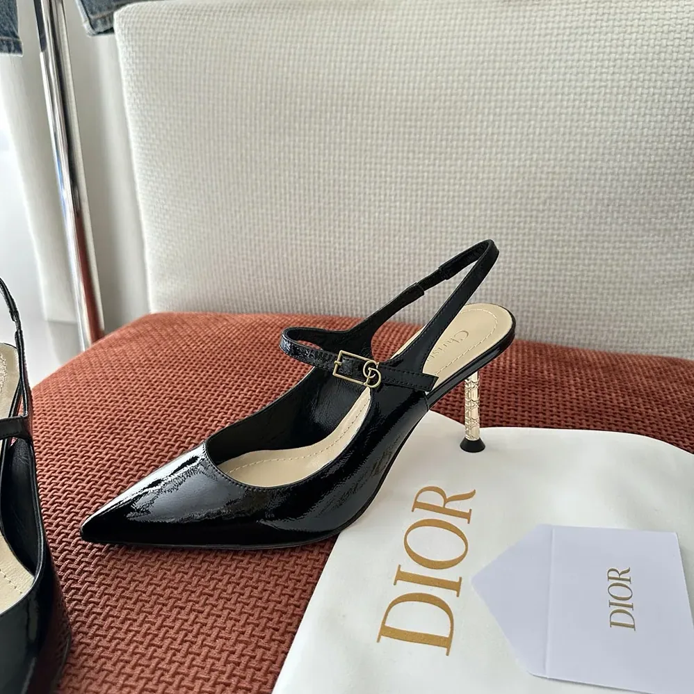 Dior Icon Slingback Pump Black Crinkled Patent Calfskin for Women Dior Icon Slingback Pump Black Crinkled Patent Calfskin for Women