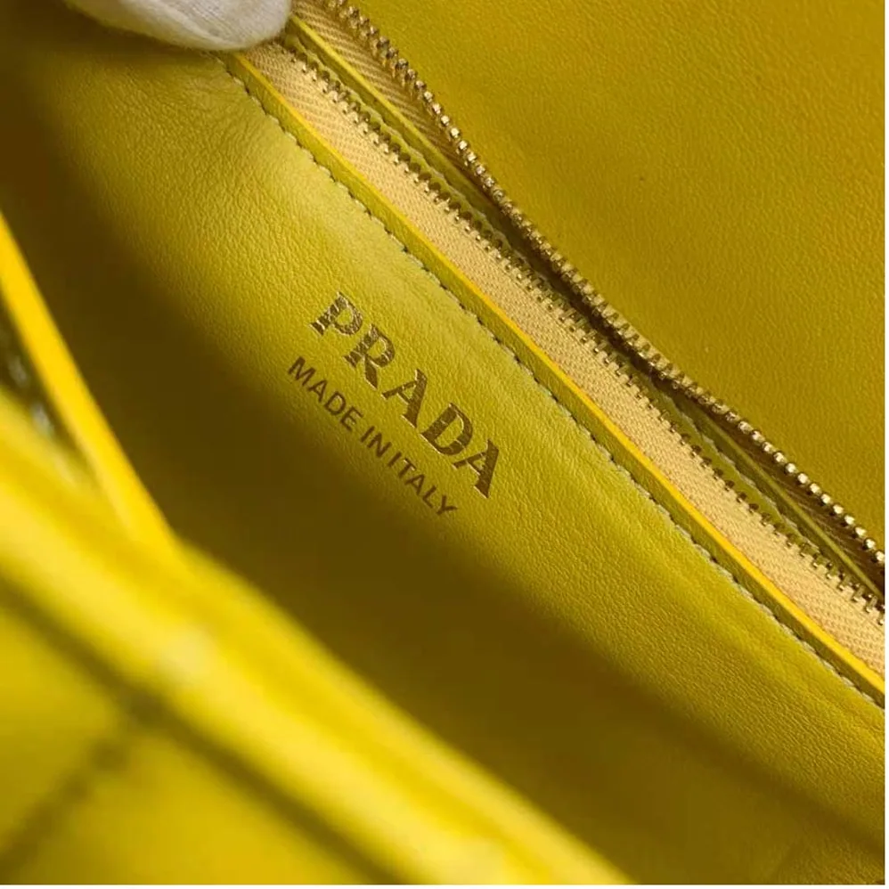 Prada Medium Leather Prada Diagramme Bag for Women in Yellow