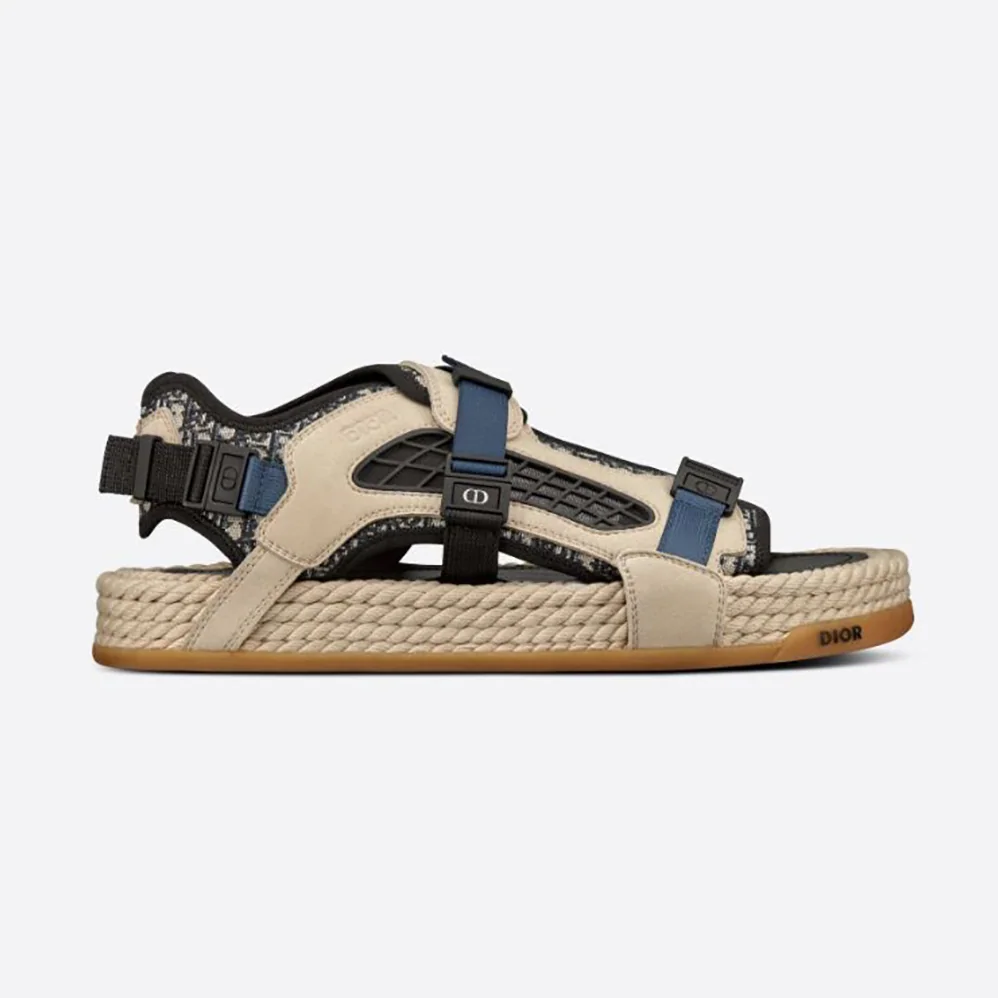 Dior Atlas Sandal Beige and Black Dior Oblique Jacquard with Beige Suede for Men Dior Atlas Sandal Beige and Black Dior Oblique Jacquard with Beige Suede for Men