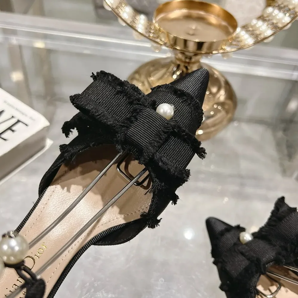 Dior Adiorable Wedge Pump Black Fringed Grosgrain for Women Dior Adiorable Wedge Pump Black Fringed Grosgrain for Women