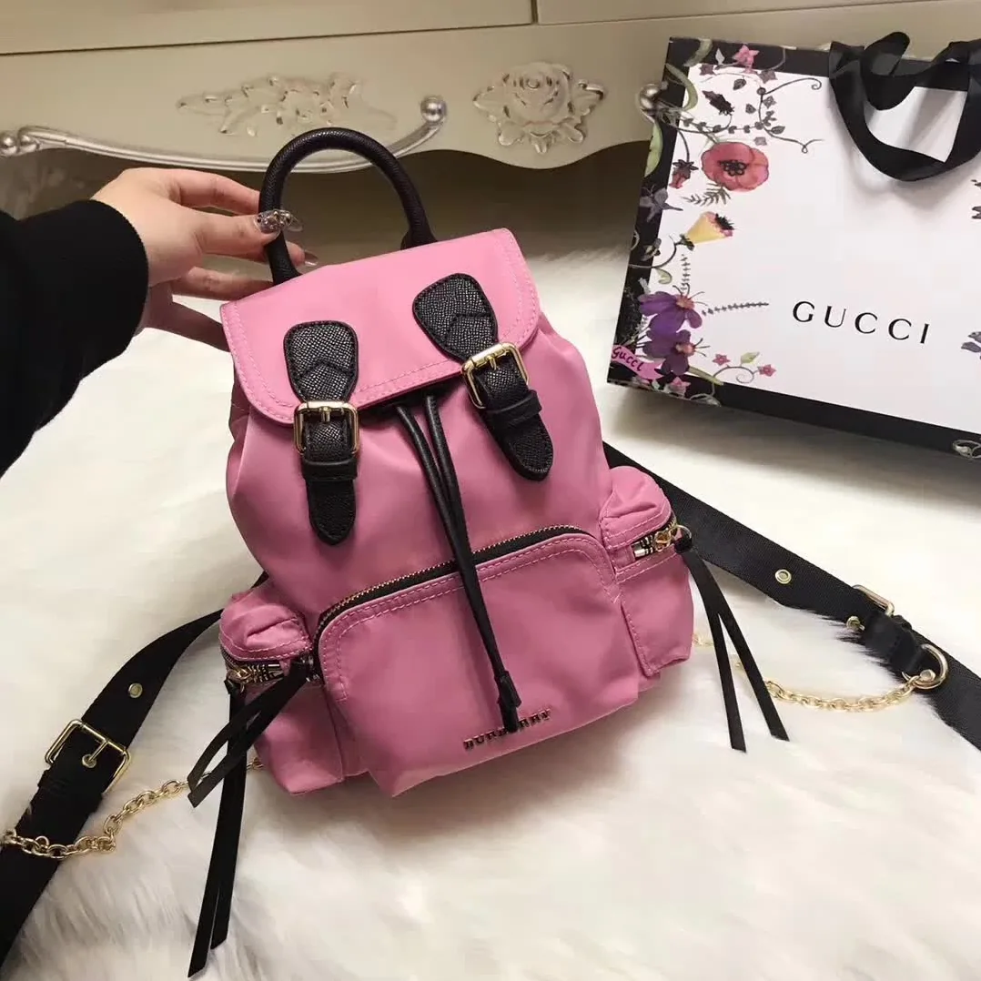 Burberry Medium Rucksack in Technical Nylon and Leather in Pink Burberry Medium Rucksack in Technical Nylon and Leather in Pink