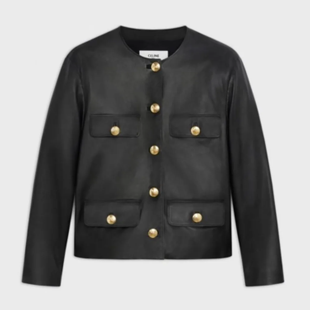 Celine Chasseur Jacket in Lambskin Leather for Women in Black