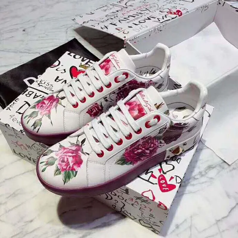 Dolce Gabbana D&G Shoes Zapatillas Pportofino De Becerro Estampado Con Aplicaciones for Women