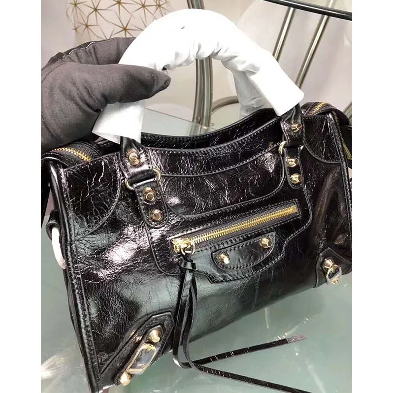 Balenciaga Lambskin Mini Bag with “Classic” Shiny Hardware for Women in Black