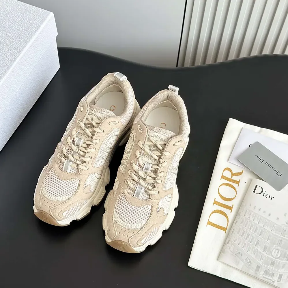 Dior Chrono Sneaker Beige Mesh and Suede Calfskin for Unisex Dior Chrono Sneaker Beige Mesh and Suede Calfskin for Unisex