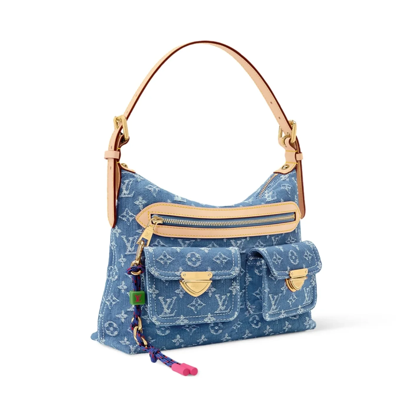 Louis Vuitton Baggy Shouder Bag in Blue Denim Gold Hardware