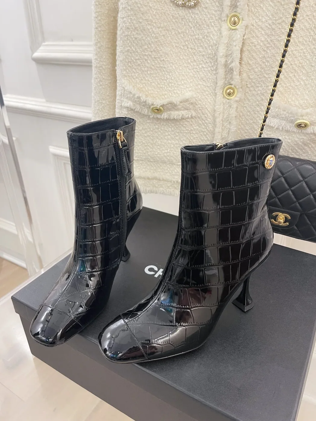 Chanel Short Boots Black for Women