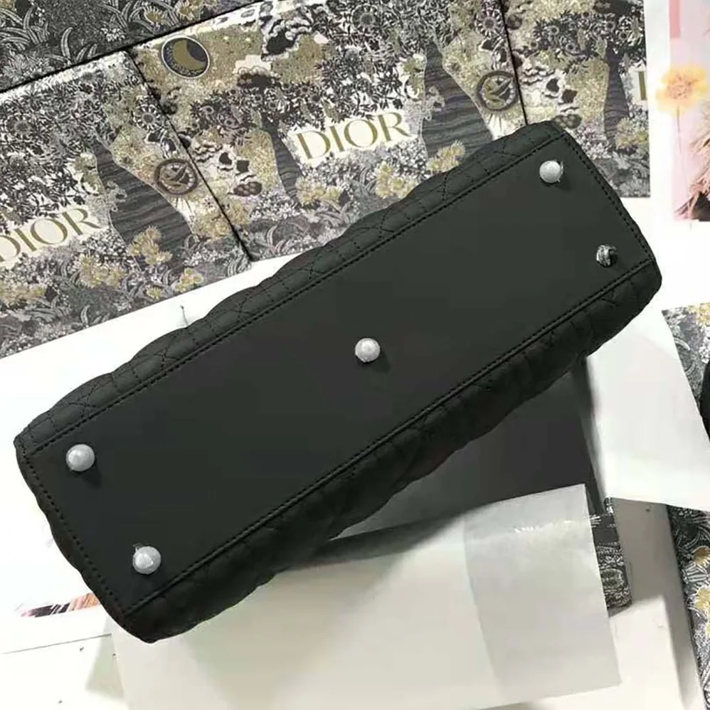 Dior Large Lady Dior Bag Black Ultramatte Cannage Calfskin for Women
