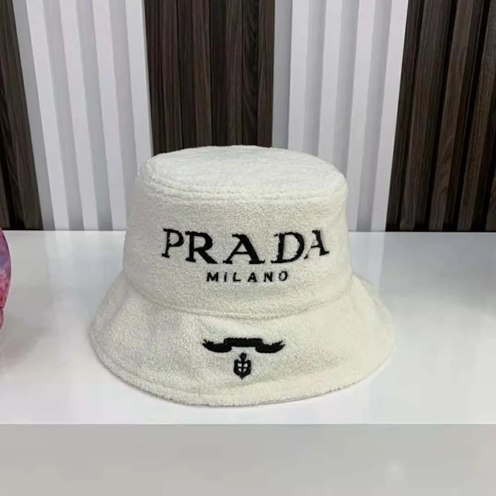 Prada Terrycloth Bucket Hat for Women in White Prada Terrycloth Bucket Hat for Women in White